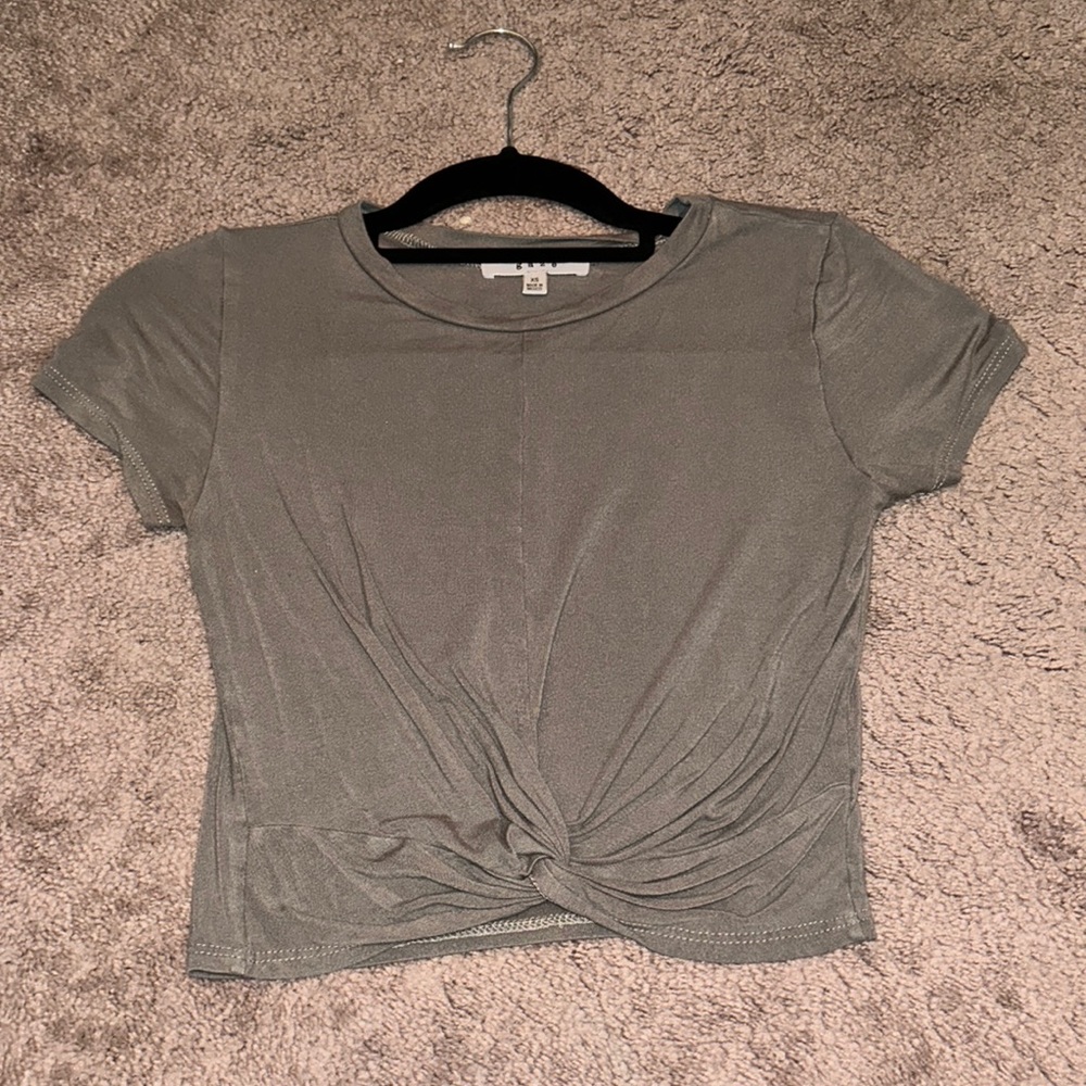 Women's Olive Green Tied Front Crop Top, Size: S